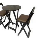 Conjunto Bistró Plegable con Banquetas Acolchonadas – Marrom