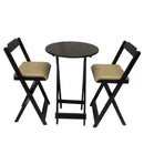 Conjunto Bistró Plegable con Banquetas Acolchonadas – Beige