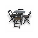 Conjunto Mesa Plegable 70x70 con 4 Sillas Acolchonadas – Marrom